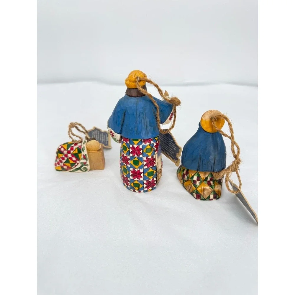 Jim Shore Heartwood Creek Nativity Ornament Set 3 Piece 'Joy to The World' XMAS
